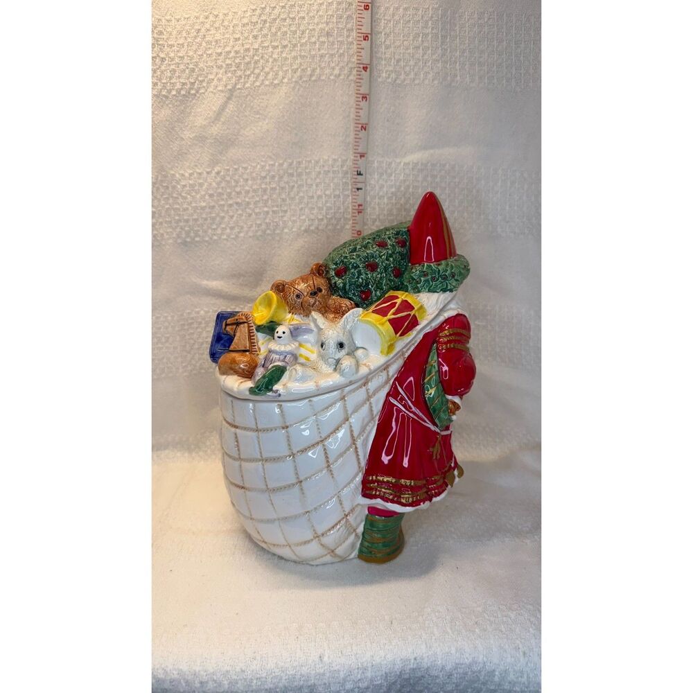 Vintage Santa Cookie Jar with Toy Sack & Christmas Tree